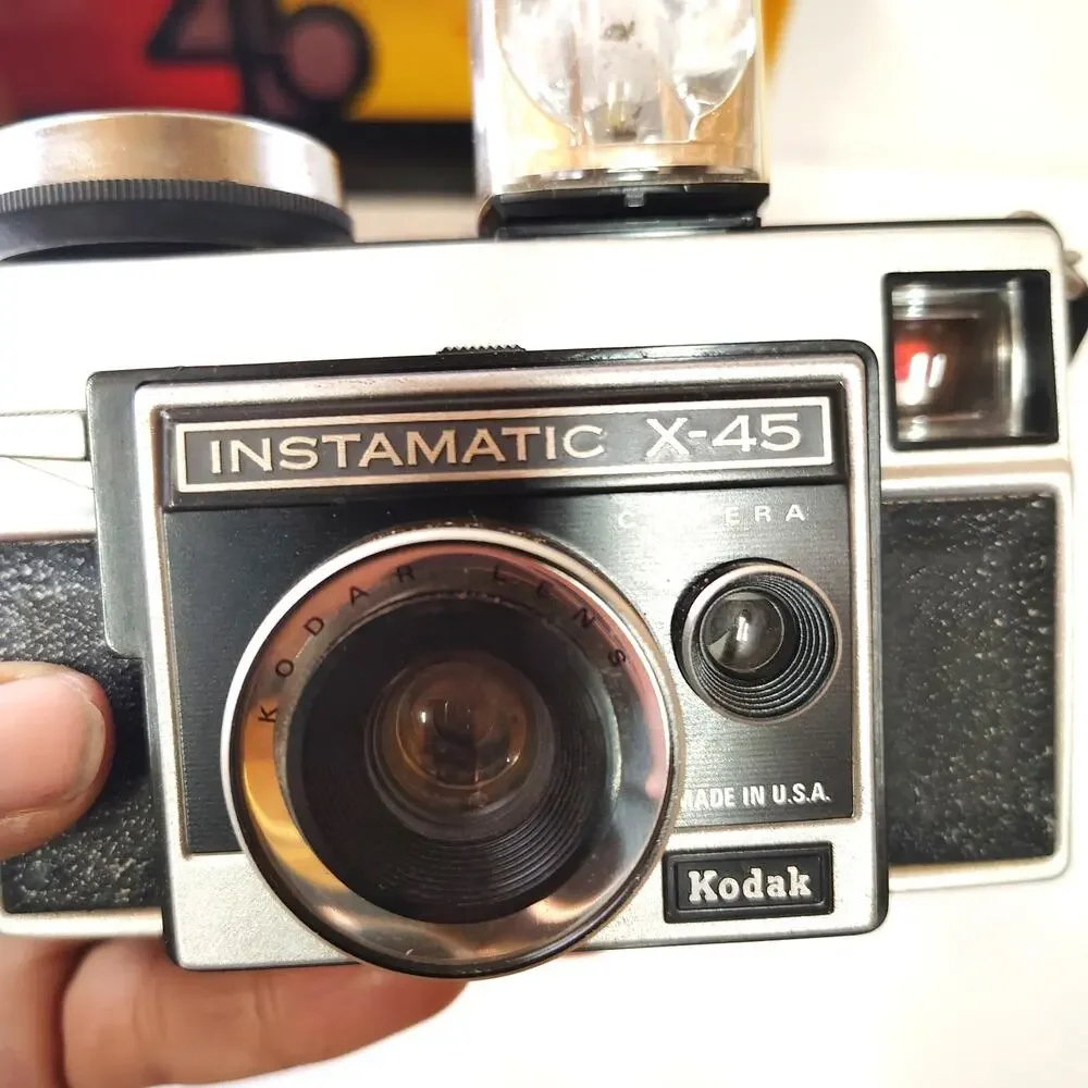 Vintage Kodak Instamatic X-45 Camera Outfit Original Box Flash Film MCM